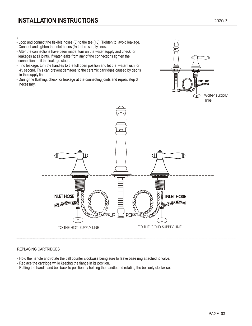 Installation instructions, Page 03, Inlet hose | Santec 2020JZ User Manual | Page 3 / 4