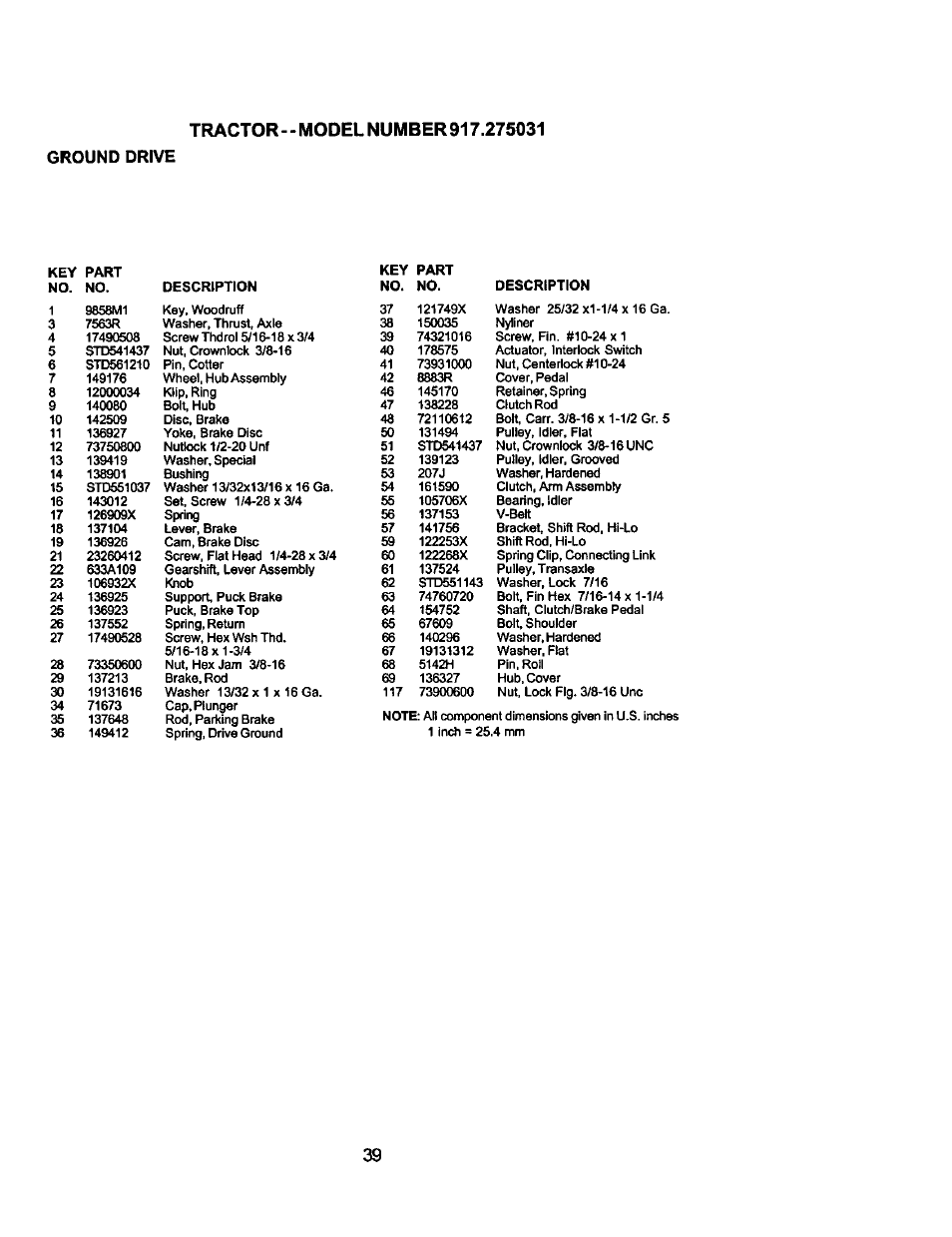 Ground drive | Craftsman 917.275031 User Manual | Page 39 / 60