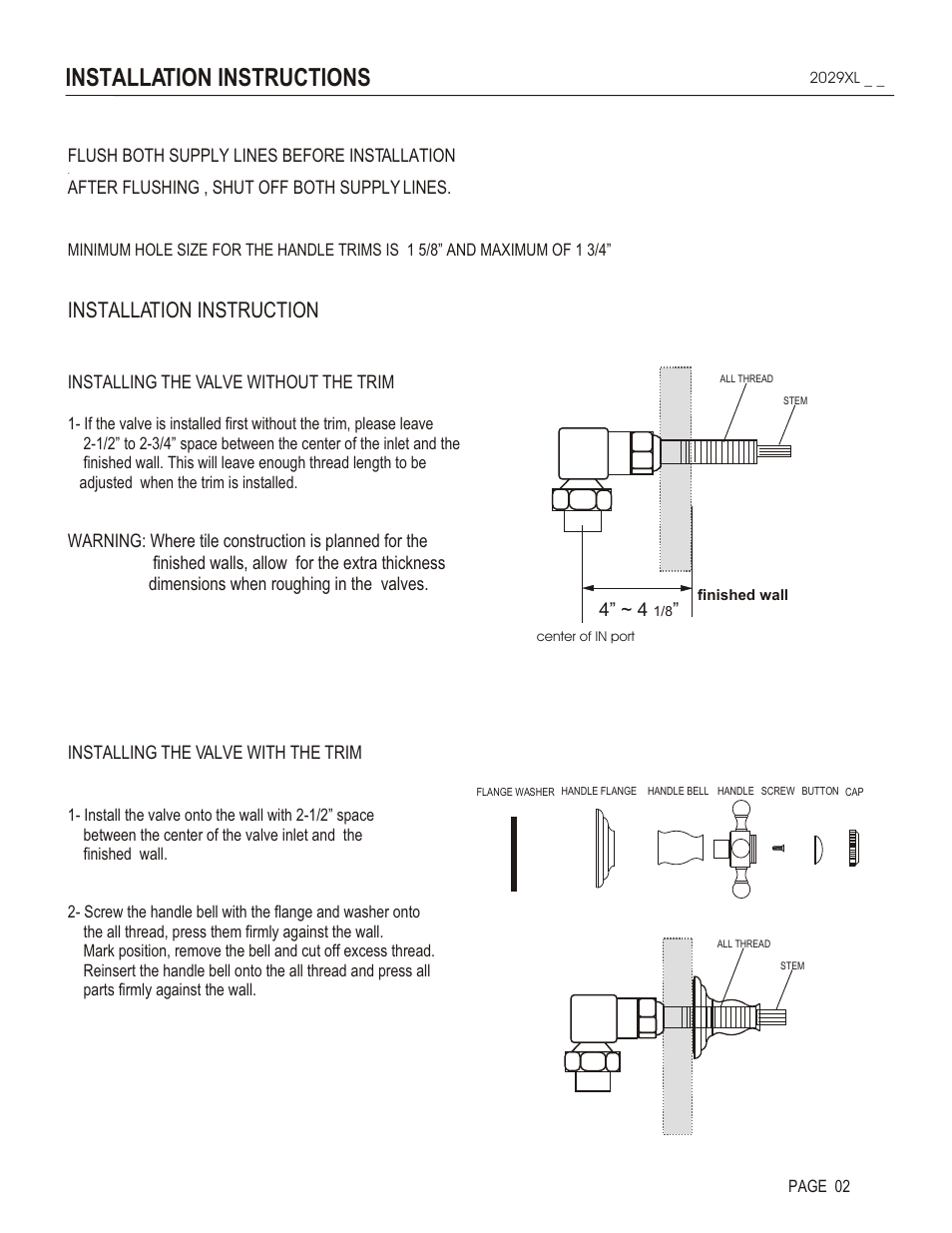 Installation instructions, Installation instruction | Santec 2029XL User Manual | Page 2 / 4