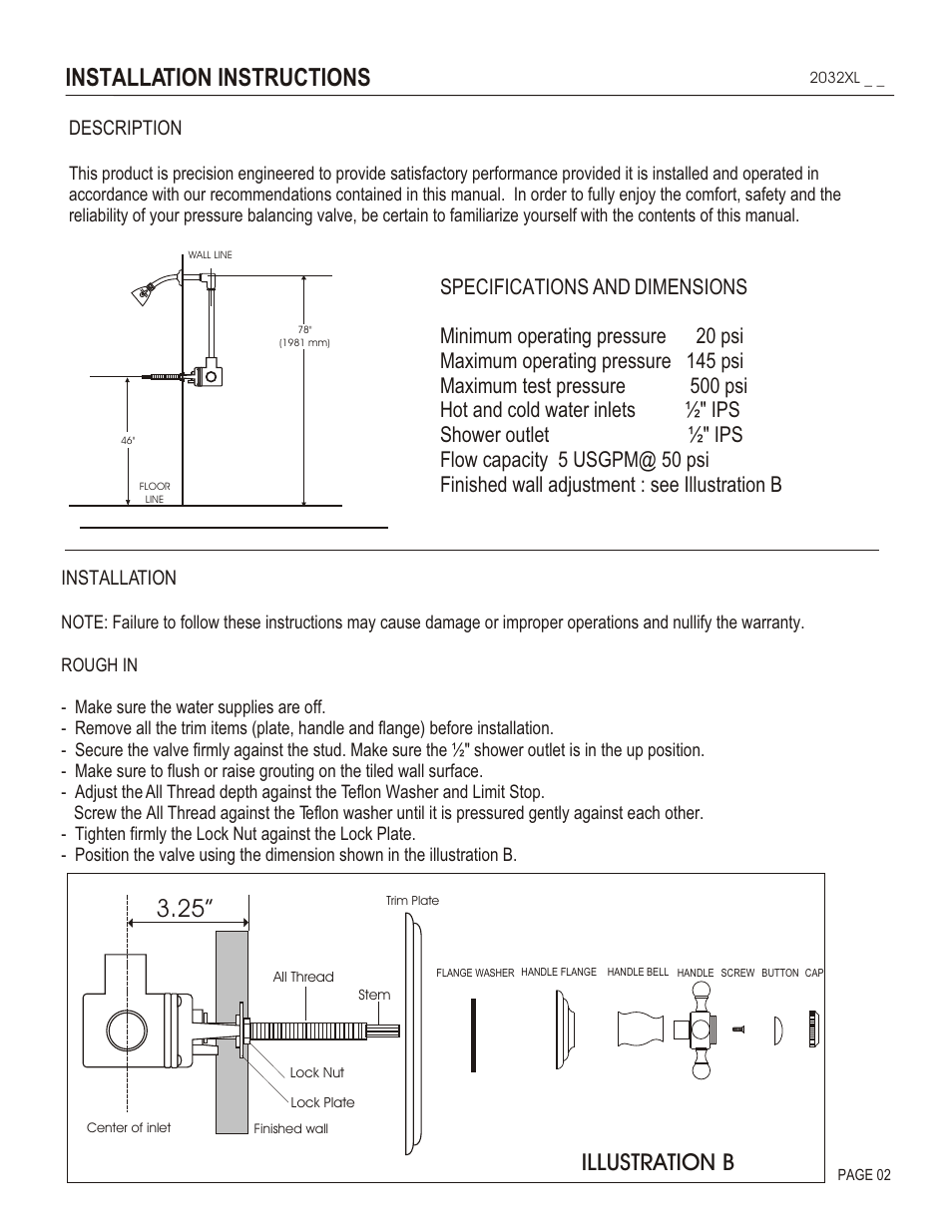 Installation instructions, Illustration b, Description | Installation | Santec 2032XL User Manual | Page 2 / 4