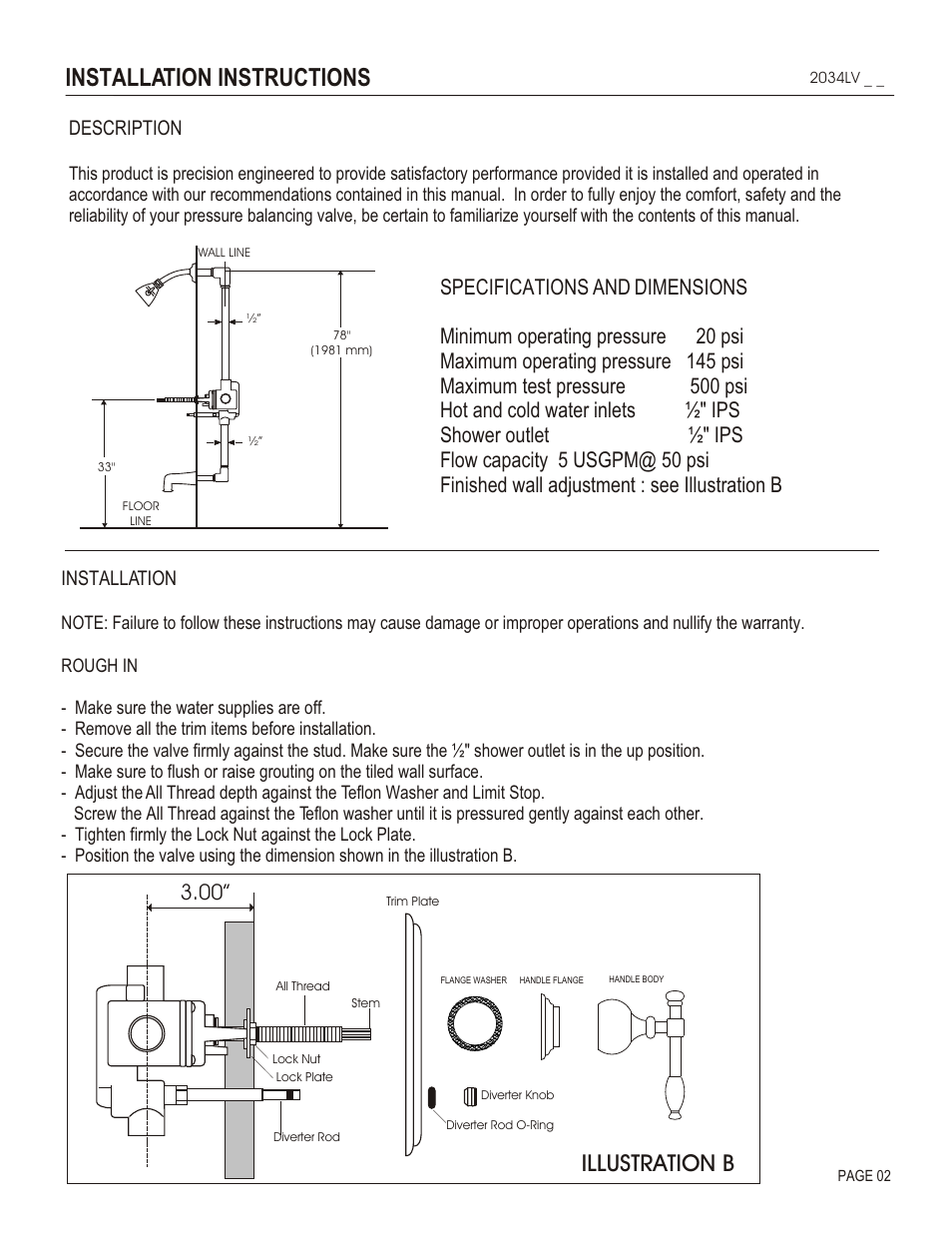 Installation instructions, Illustration b, Description | Installation | Santec 2034LV User Manual | Page 2 / 4