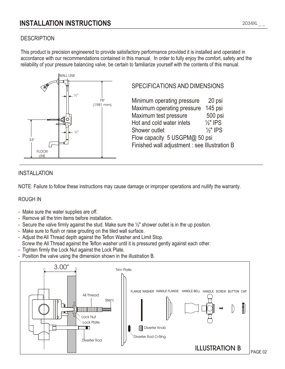 Installation instructions, Illustration b, Description | Installation | Santec 2034XL User Manual | Page 2 / 4