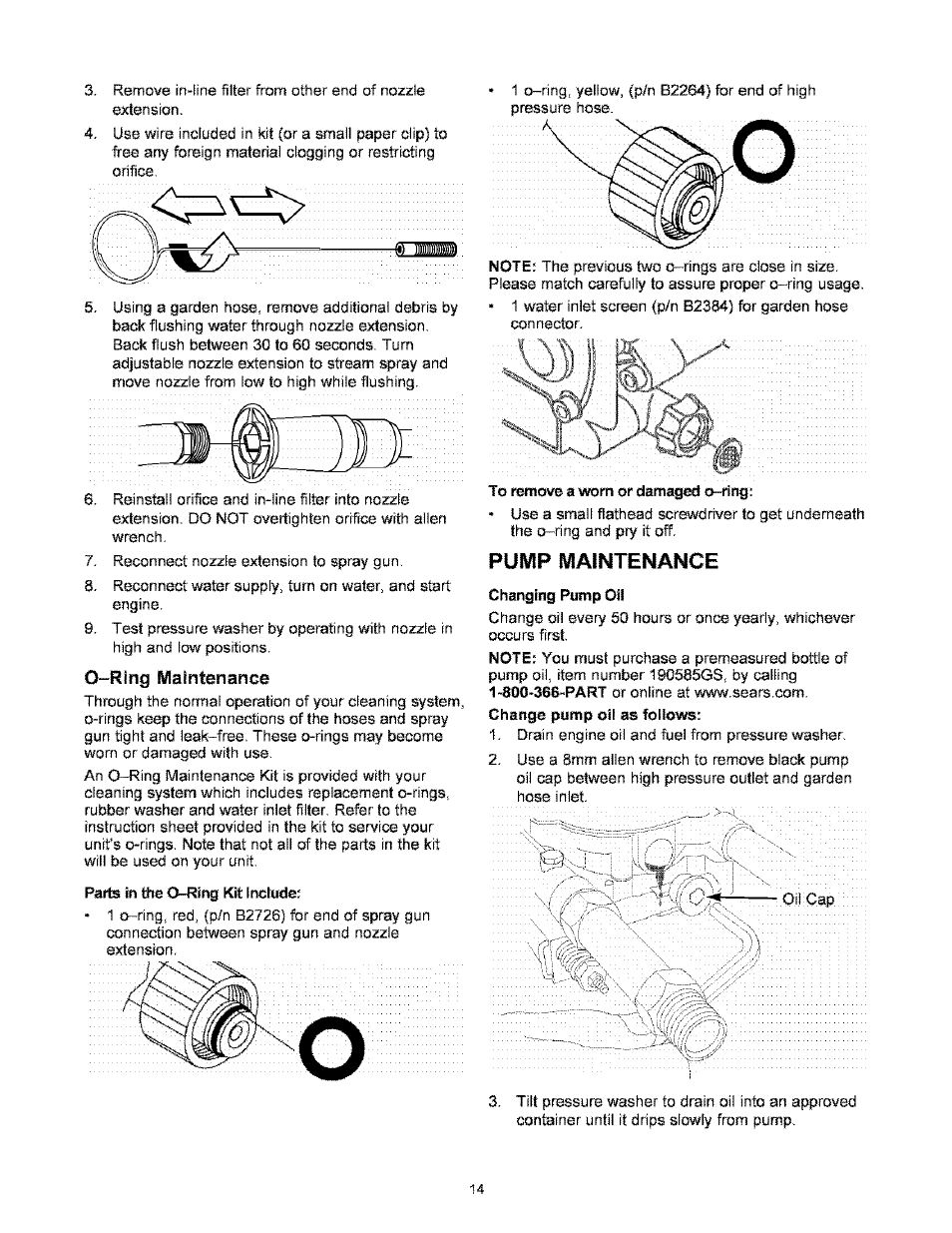 Ring maintenance, Pump maintenance | Craftsman 580.767451 User Manual | Page 14 / 48