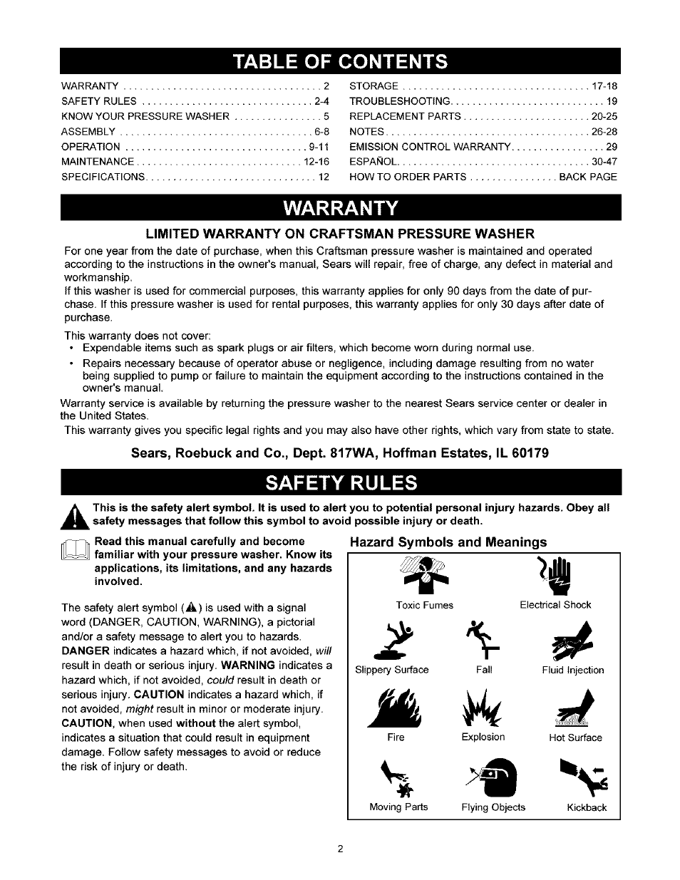 Craftsman 580.767451 User Manual | Page 2 / 48