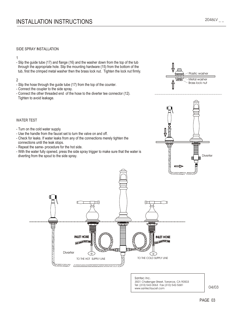 Installation instructions, Page 03 | Santec 2046LV User Manual | Page 3 / 4