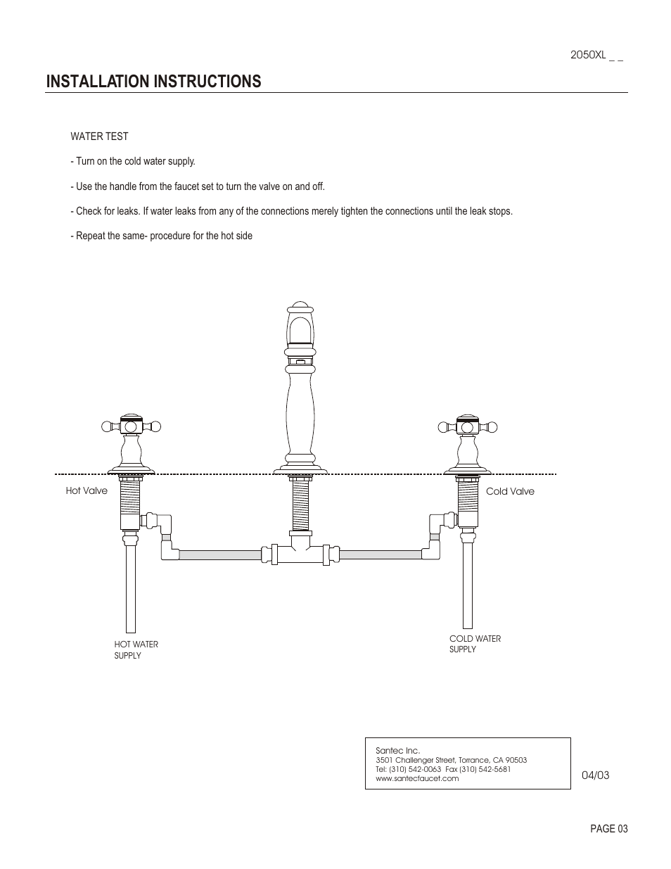 Installation instructions | Santec 2050XL User Manual | Page 3 / 4