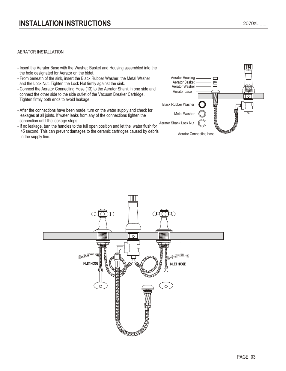 Installation instructions, Page 03, 2070xl | Santec 2070XL User Manual | Page 3 / 4