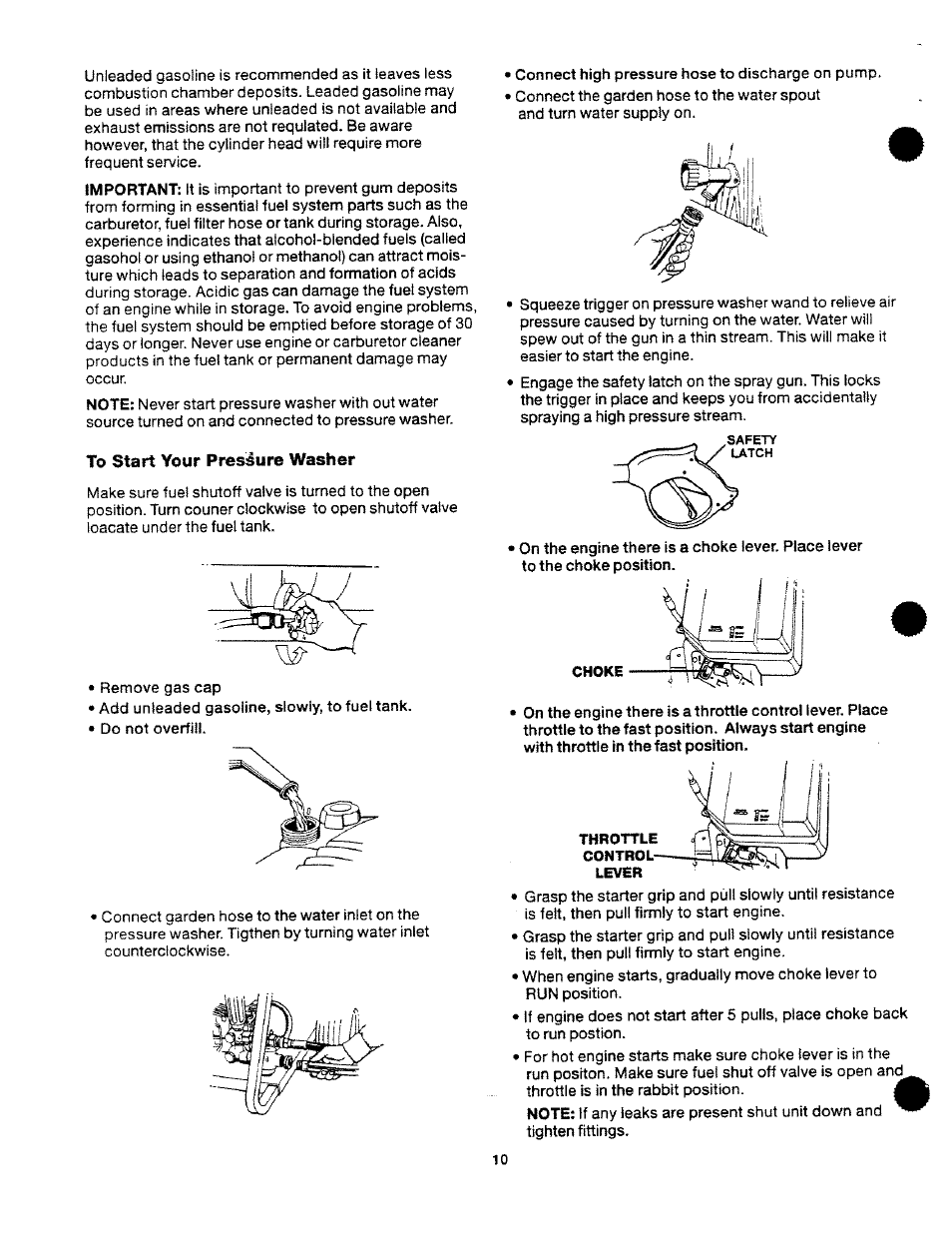 To start your pressure washer | Craftsman 919.763500 User Manual | Page 10 / 30