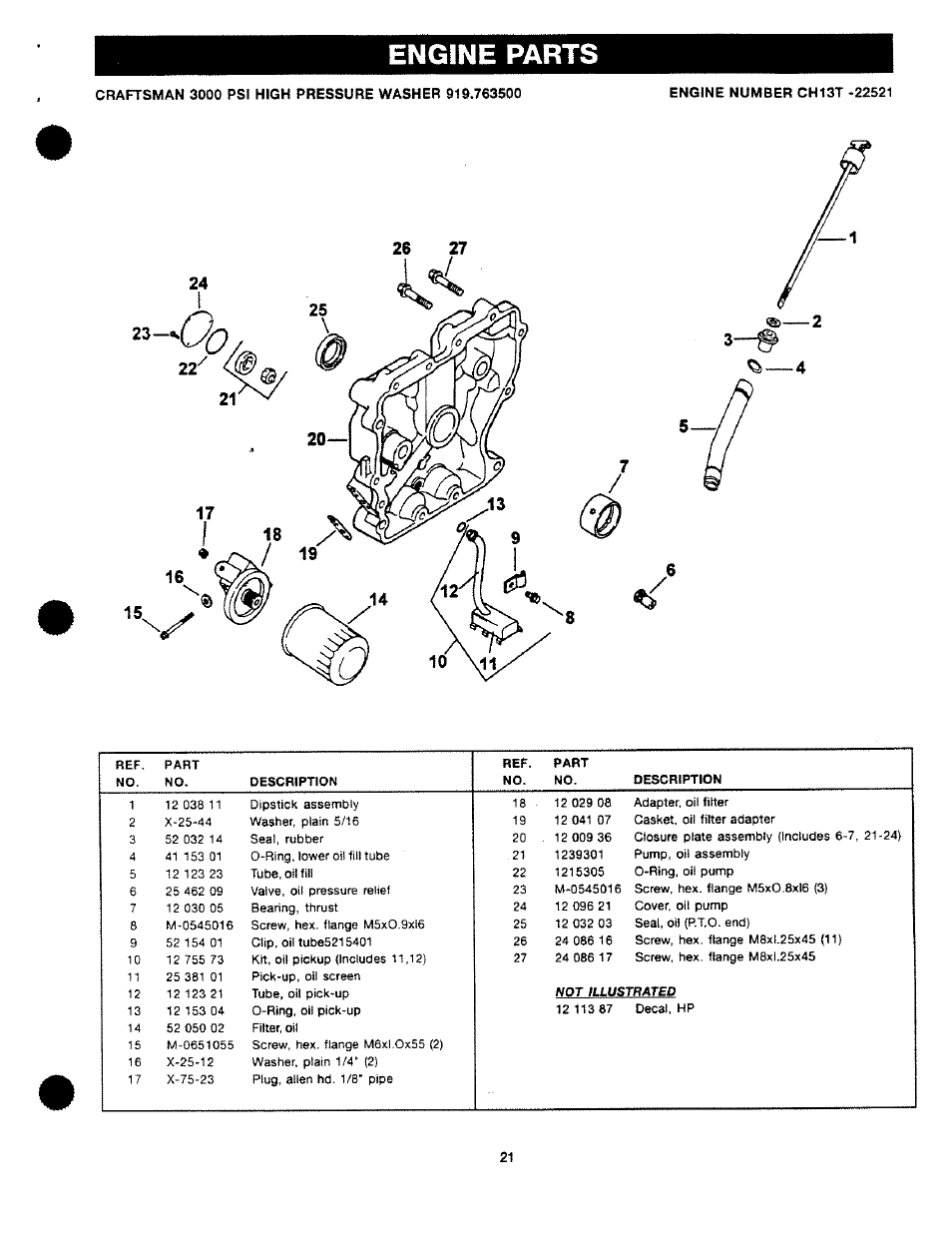 Engine parts | Craftsman 919.763500 User Manual | Page 21 / 30