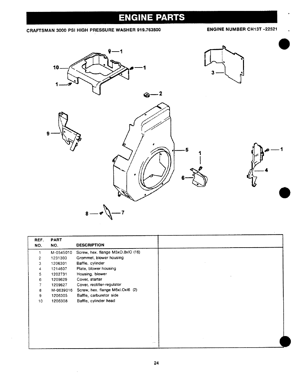 Engine parts | Craftsman 919.763500 User Manual | Page 24 / 30
