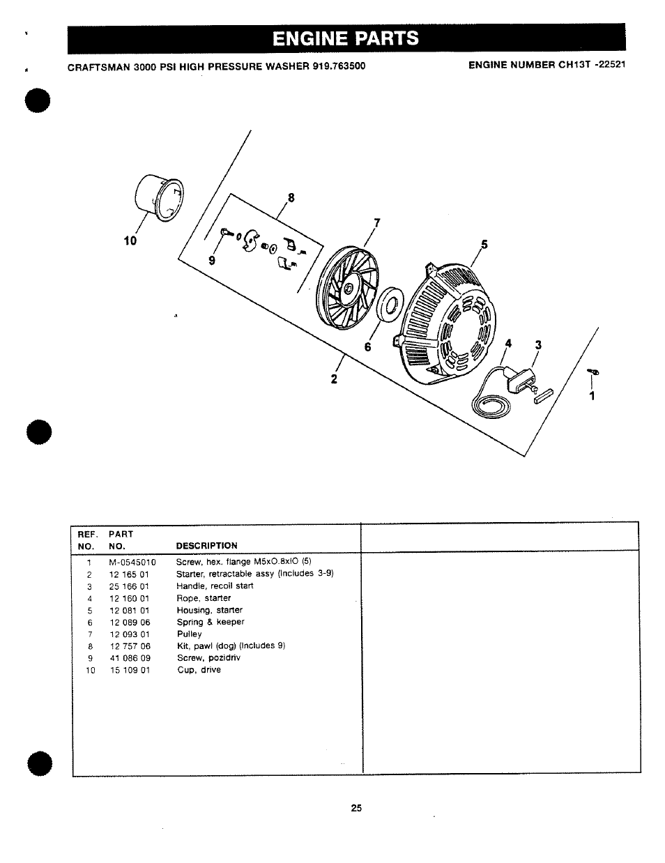 Engine parts | Craftsman 919.763500 User Manual | Page 25 / 30