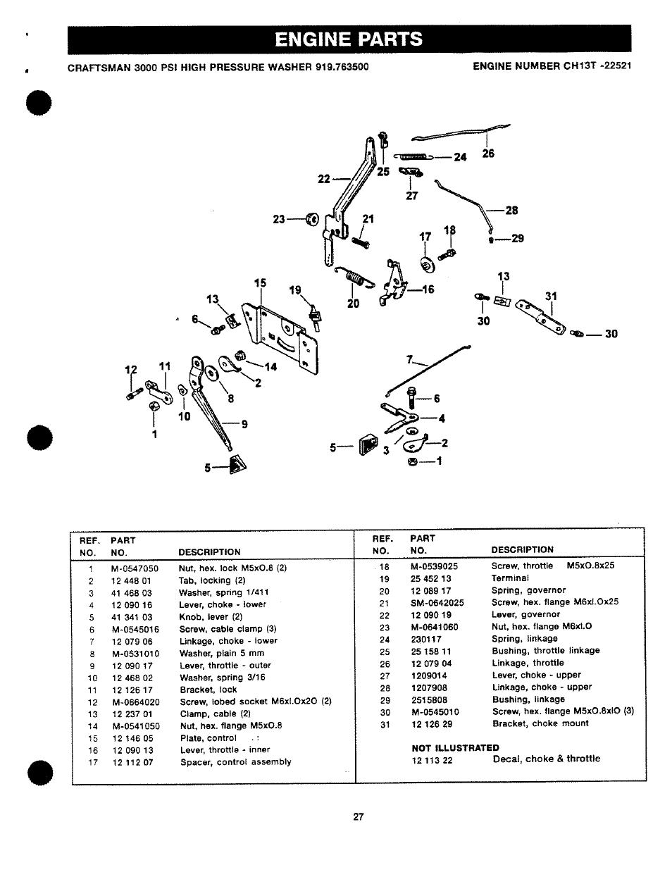 Engine parts | Craftsman 919.763500 User Manual | Page 27 / 30