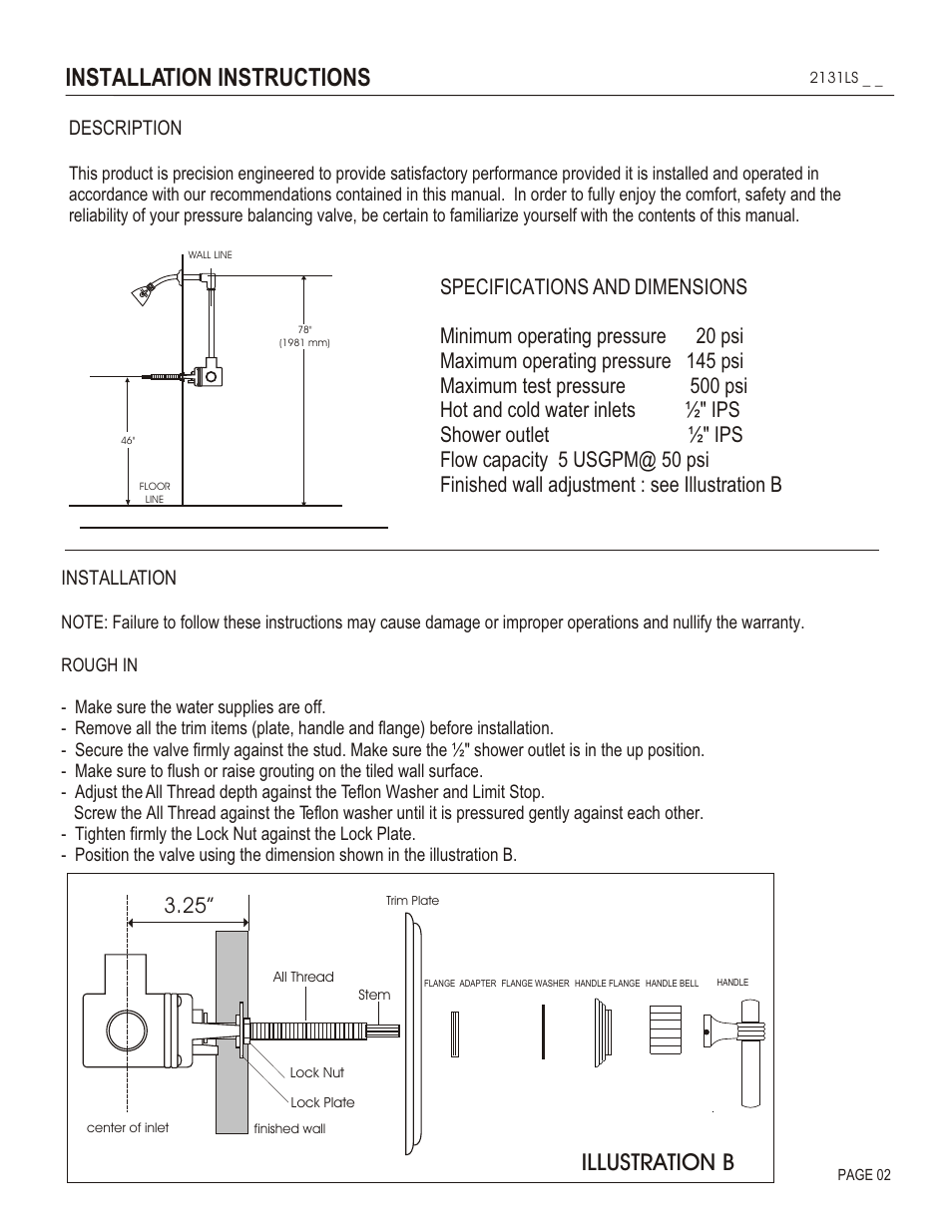 Installation instructions, Illustration b, Description | Installation | Santec 2131LS User Manual | Page 2 / 4