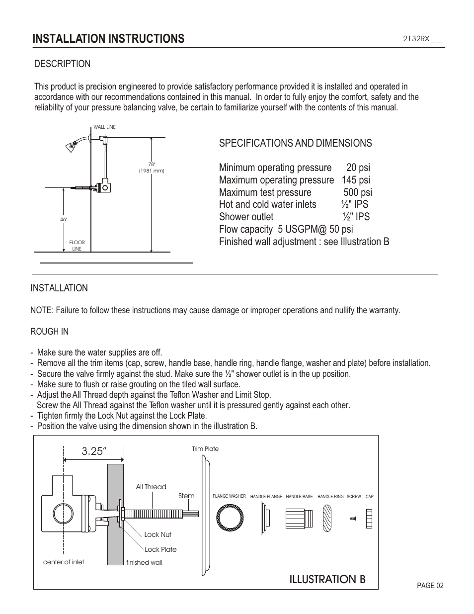 Installation instructions, Illustration b, Description | Installation | Santec 2132RX User Manual | Page 2 / 4