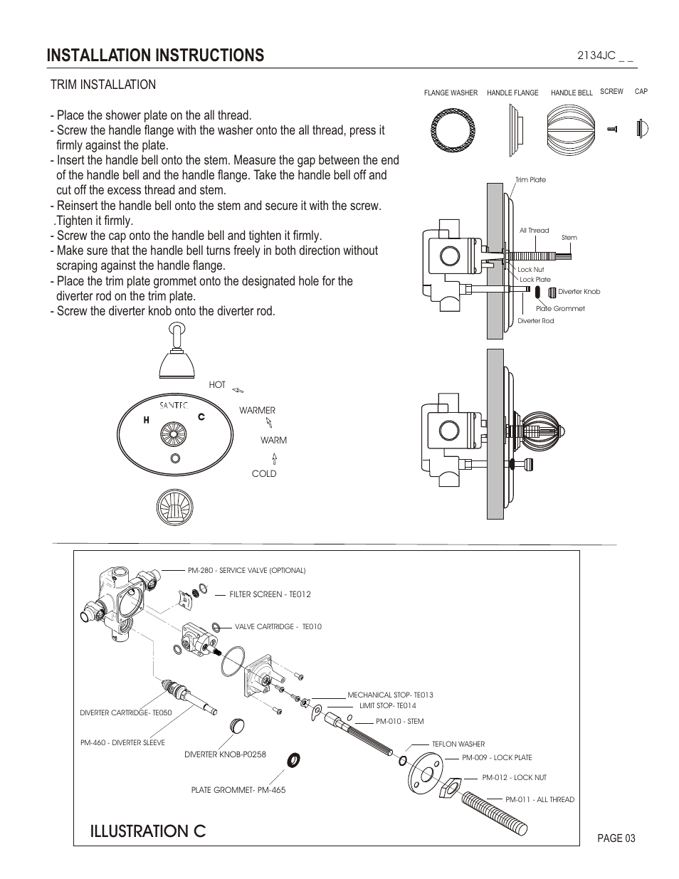 Installation instructions, Illustration c | Santec 2134JC User Manual | Page 3 / 4