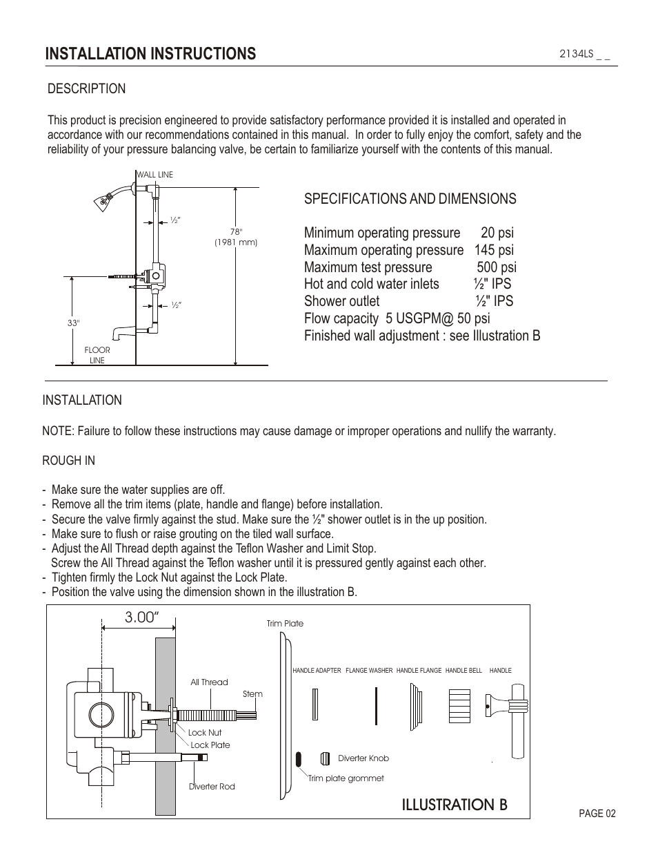 Installation instructions, Illustration b, Description | Installation | Santec 2134LS User Manual | Page 2 / 4