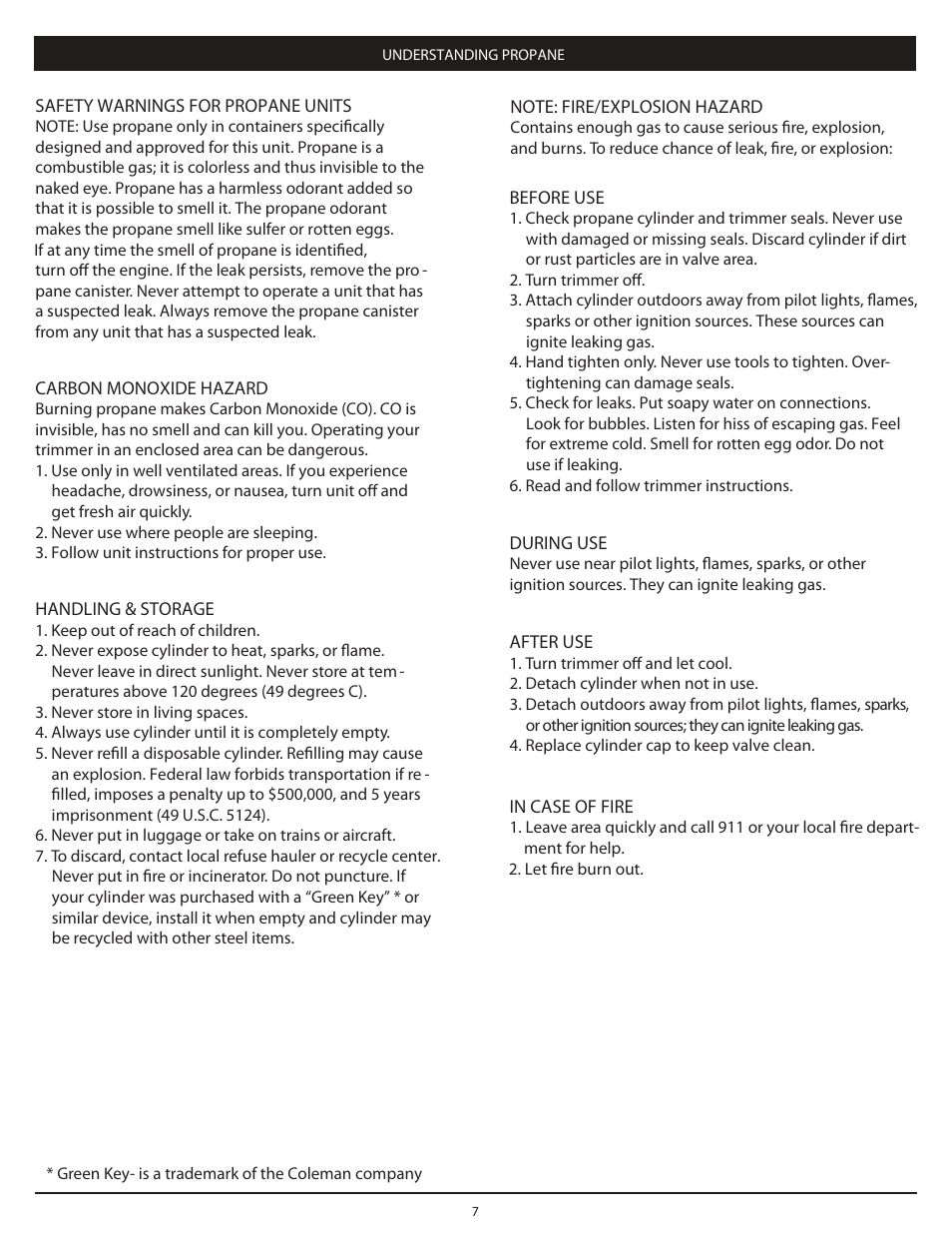 Pg 7 | Craftsman 4-Cycle PROPANE POWERED TRIMMER 104.79211 User Manual | Page 7 / 20