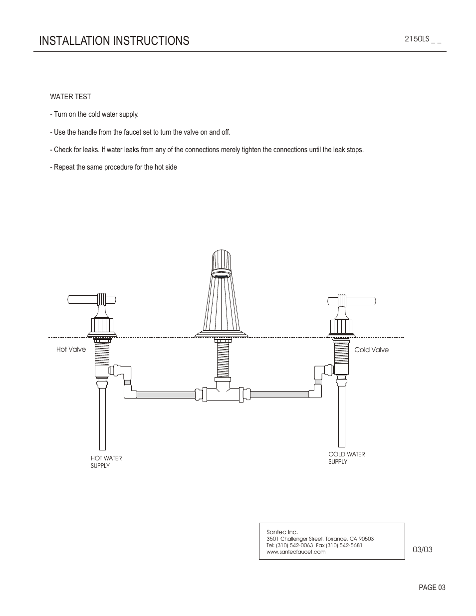 Installation instructions | Santec 2150LS User Manual | Page 3 / 4