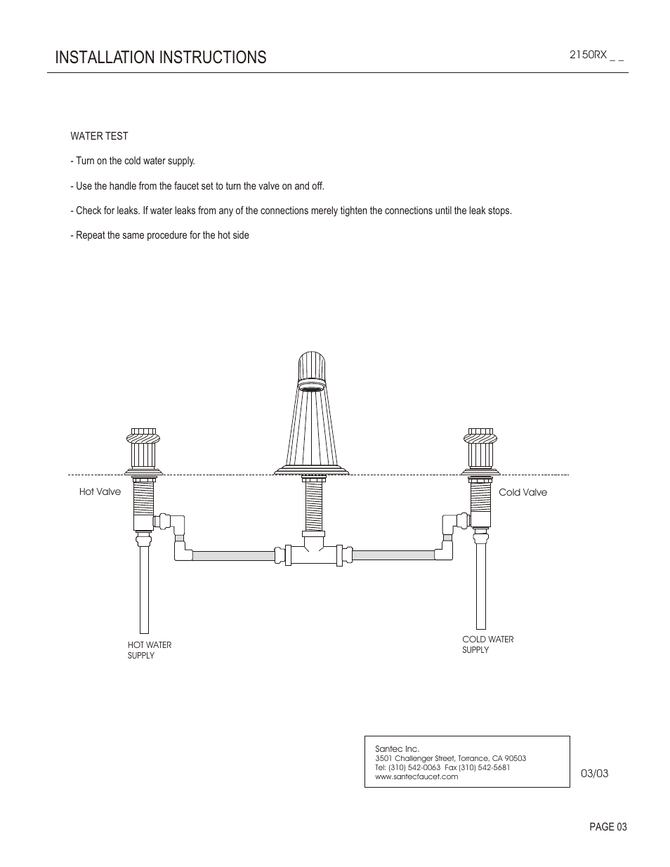 Installation instructions | Santec 2150RX User Manual | Page 3 / 4