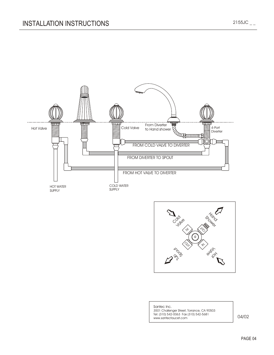 Installation instructions | Santec 2155JC User Manual | Page 4 / 4