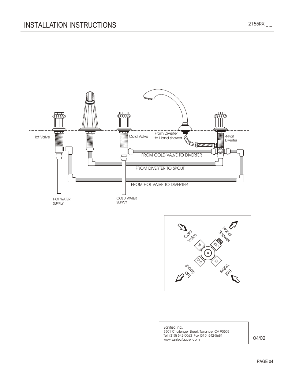 Installation instructions | Santec 2155RX User Manual | Page 4 / 4