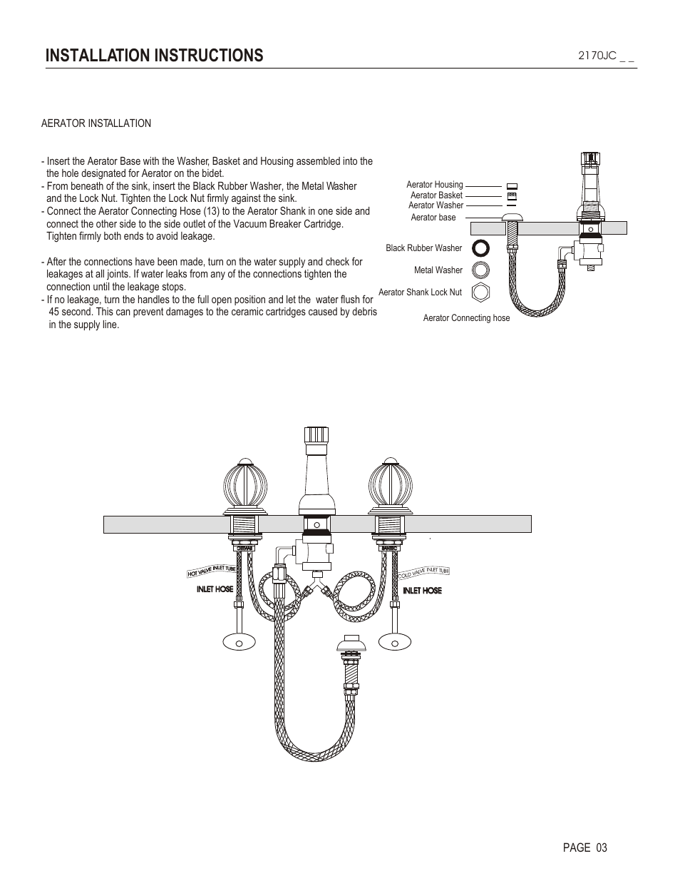 Installation instructions, Page 03, 2170jc | Santec 2170JC User Manual | Page 3 / 4