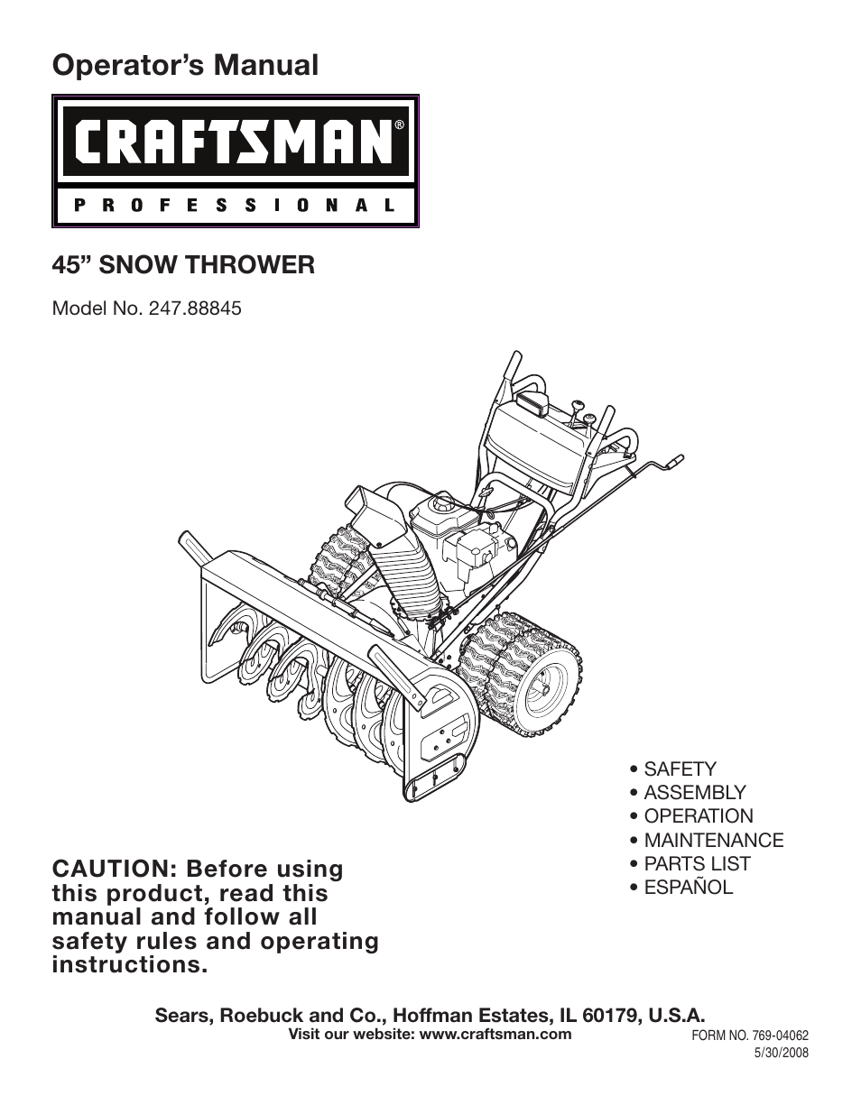 Craftsman 247.88845 User Manual | 64 pages