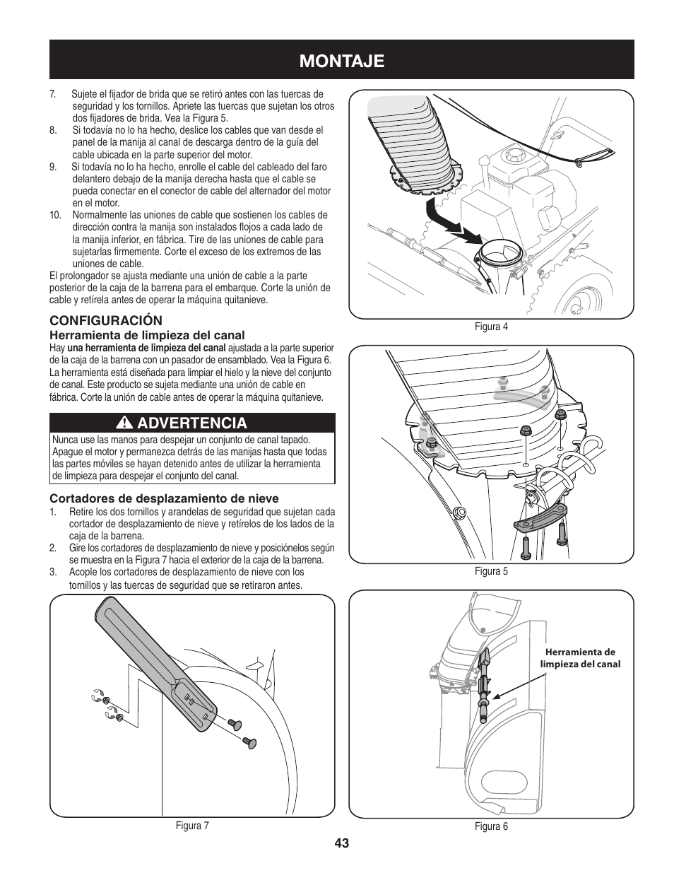 Montaje, Advertencia | Craftsman 247.88845 User Manual | Page 43 / 64