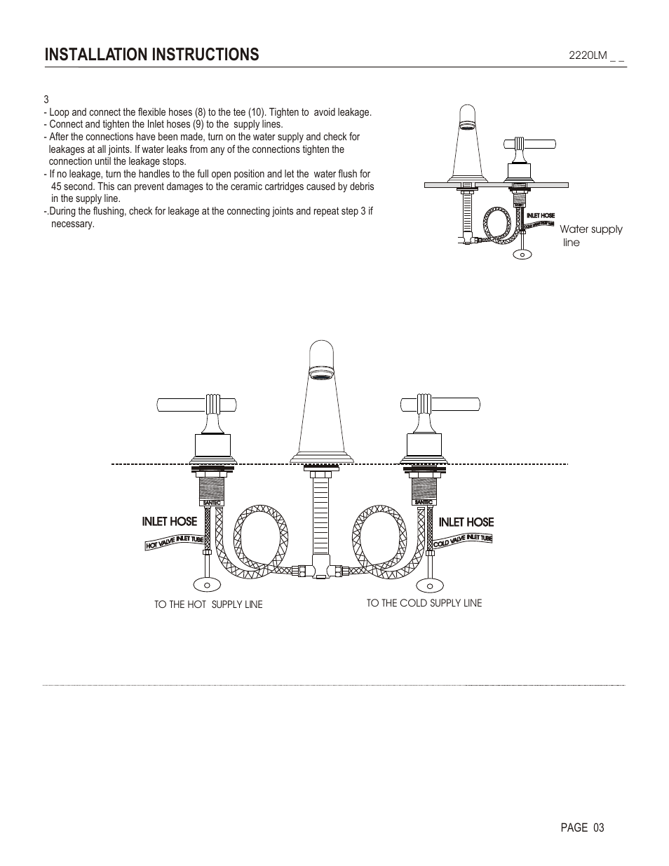 Installation instructions, Page 03, Inlet hose | Santec 2220LM User Manual | Page 3 / 4