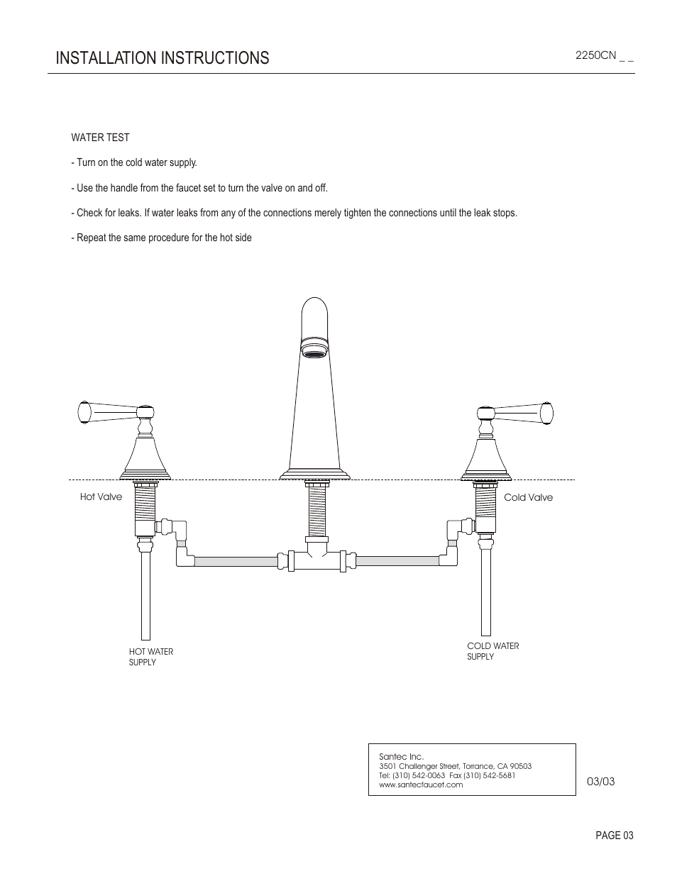 Installation instructions | Santec 2250CN User Manual | Page 3 / 4