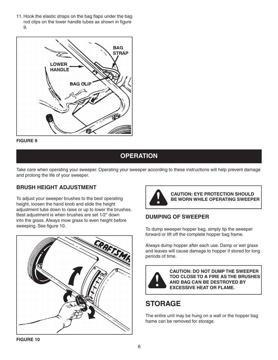 Storage, Operation | Craftsman 486.240362 User Manual | Page 6 / 12