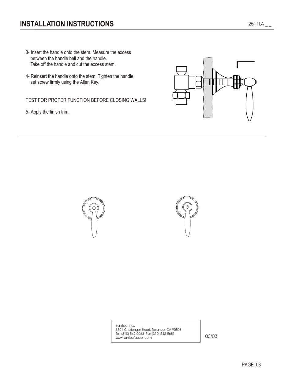 Installation instructions | Santec 2511LA User Manual | Page 3 / 4