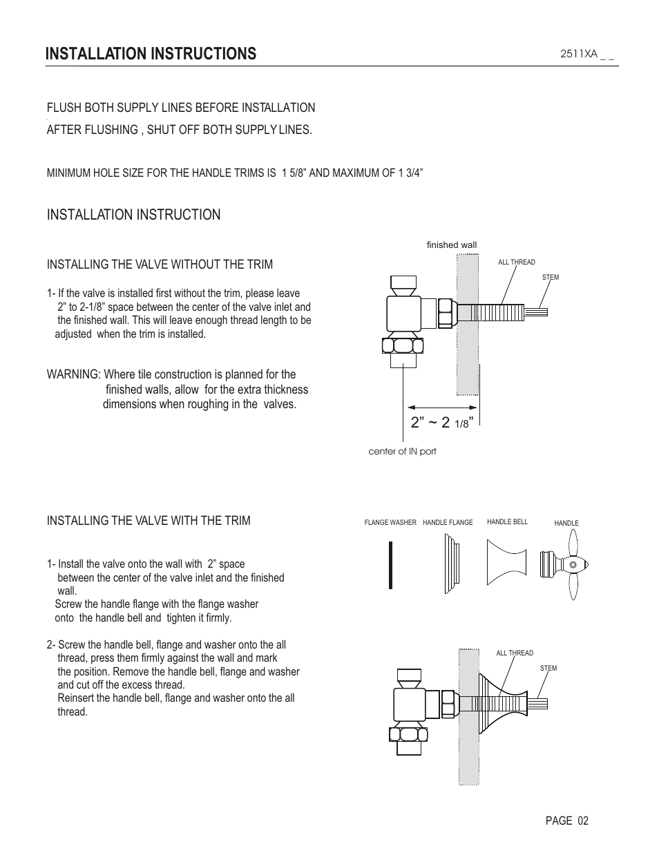 Installation instructions, Installation instruction | Santec 2511XA User Manual | Page 2 / 4