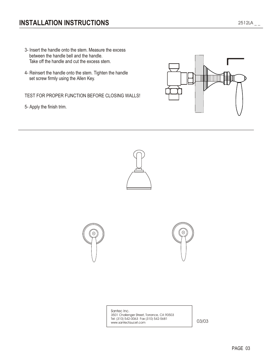 Installation instructions | Santec 2512LA User Manual | Page 3 / 4