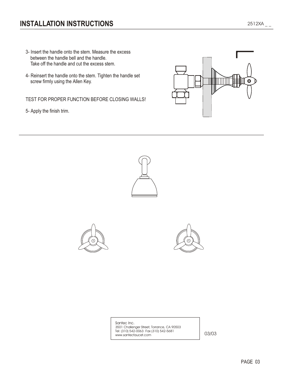 Installation instructions | Santec 2512XA User Manual | Page 3 / 4