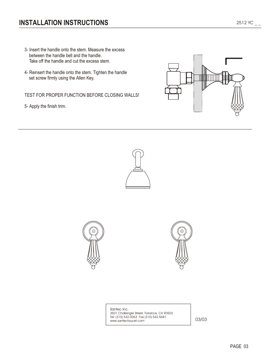 Installation instructions | Santec 2512YC User Manual | Page 3 / 4