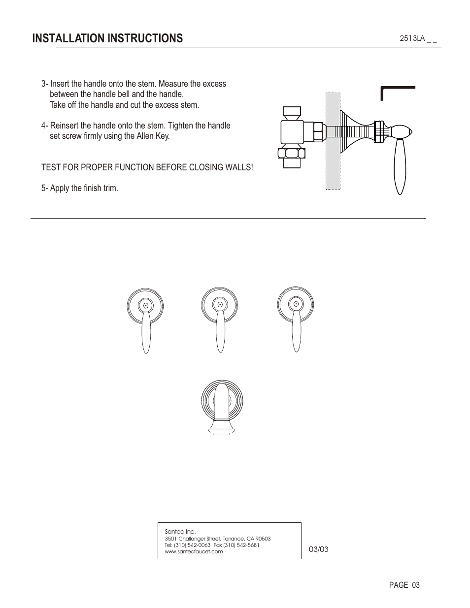 Installation instructions | Santec 2513LA User Manual | Page 3 / 4