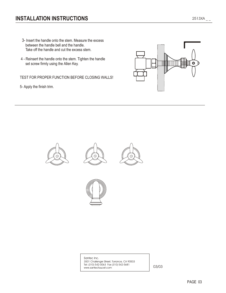 Installation instructions | Santec 2513XA User Manual | Page 3 / 4