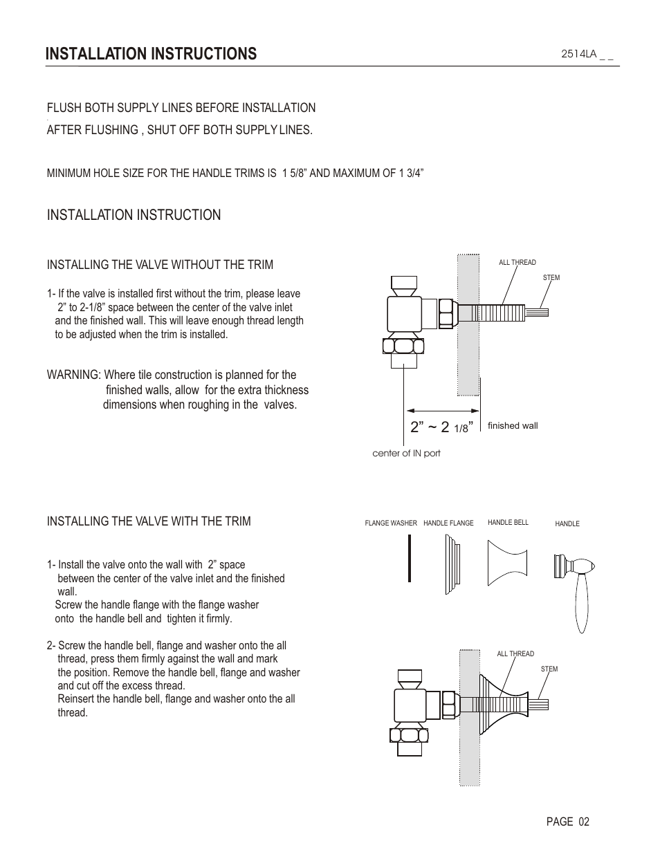 Installation instructions, Installation instruction | Santec 2514LA User Manual | Page 2 / 4