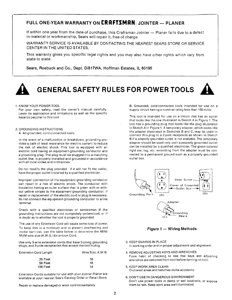 General safety rules for power tools | Craftsman 149.236321 User Manual | Page 2 / 16