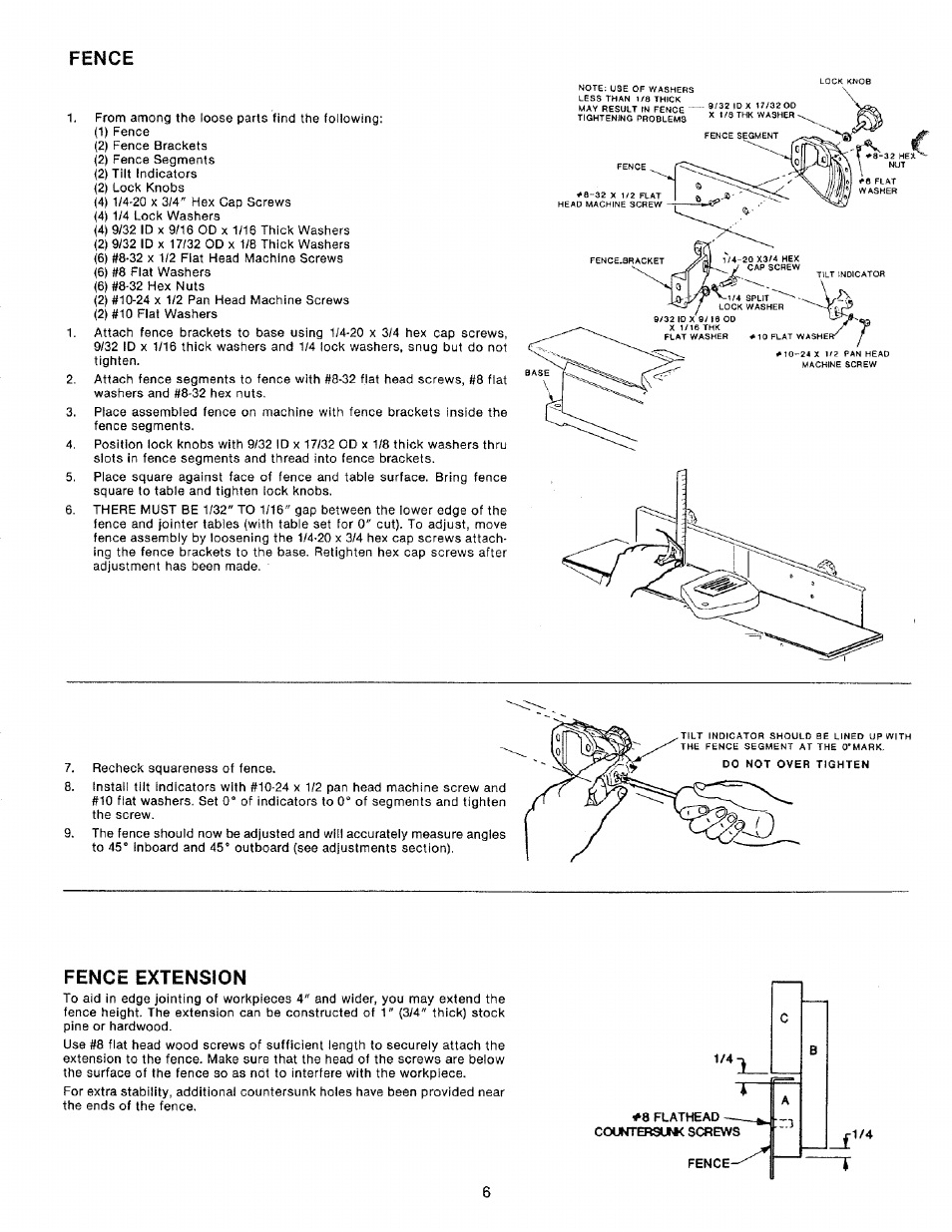 Fence, Fence extension | Craftsman 149.236321 User Manual | Page 6 / 16