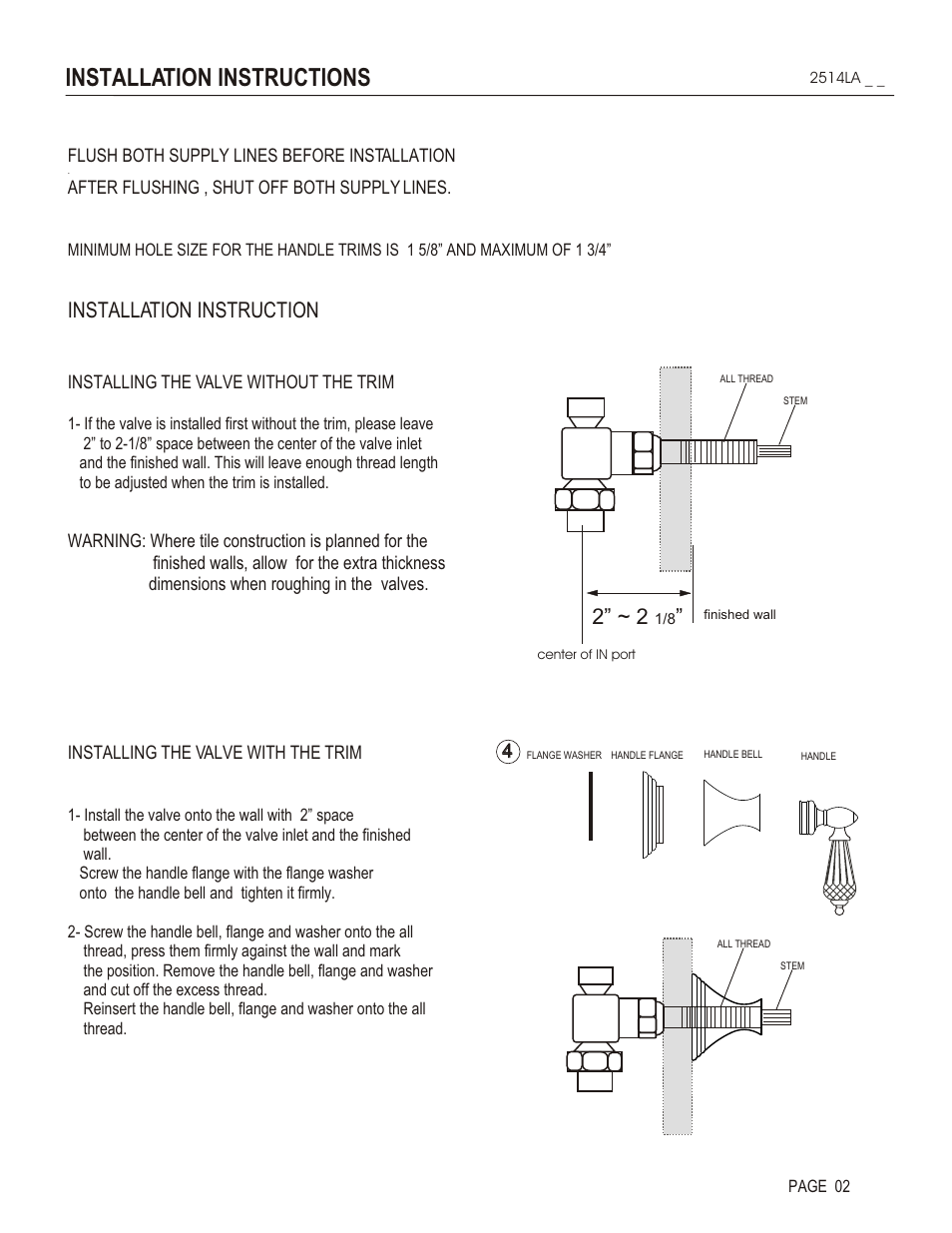 Installation instructions, Installation instruction | Santec 2514YC User Manual | Page 2 / 4