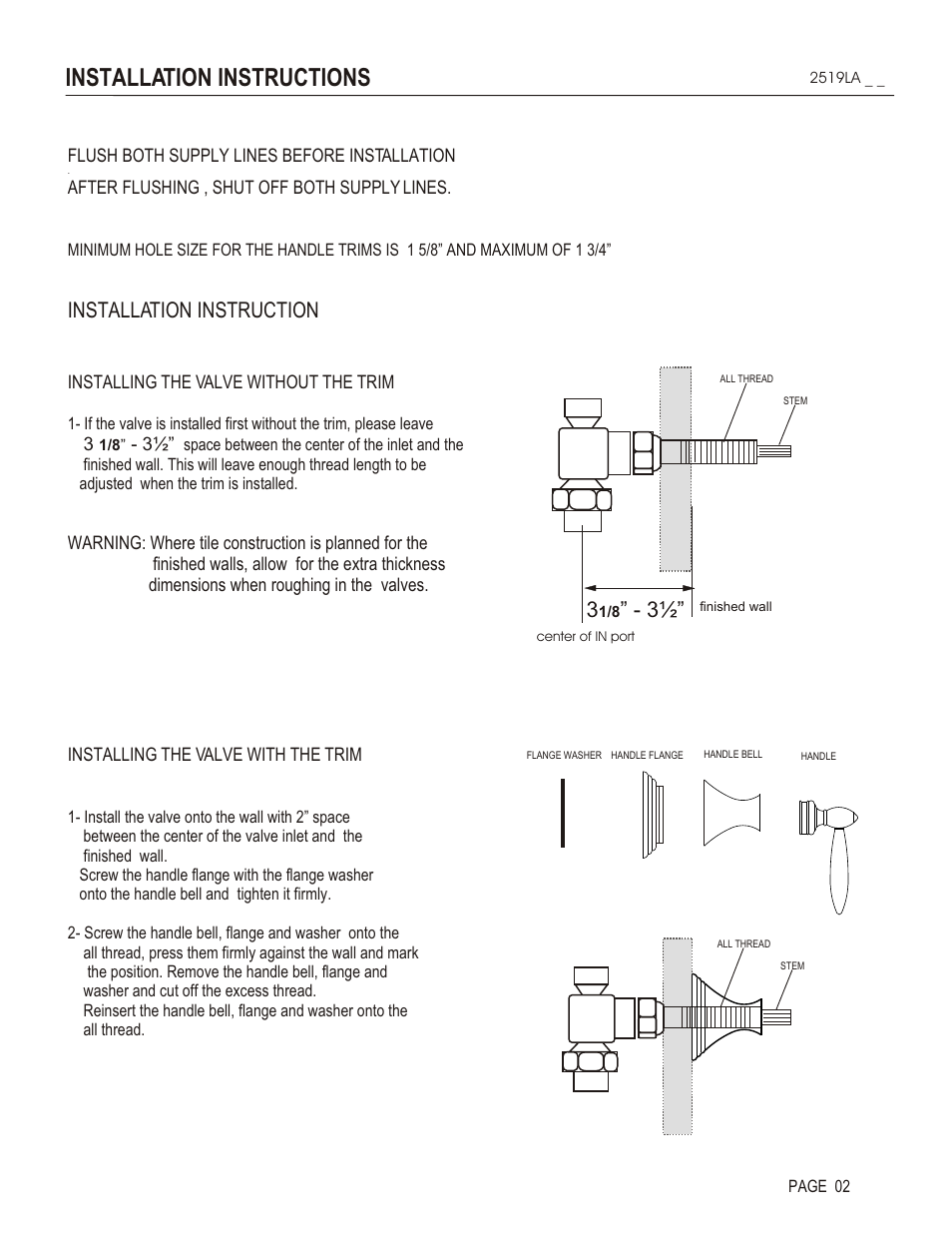 Installation instructions, Installation instruction | Santec 2519LA User Manual | Page 2 / 4