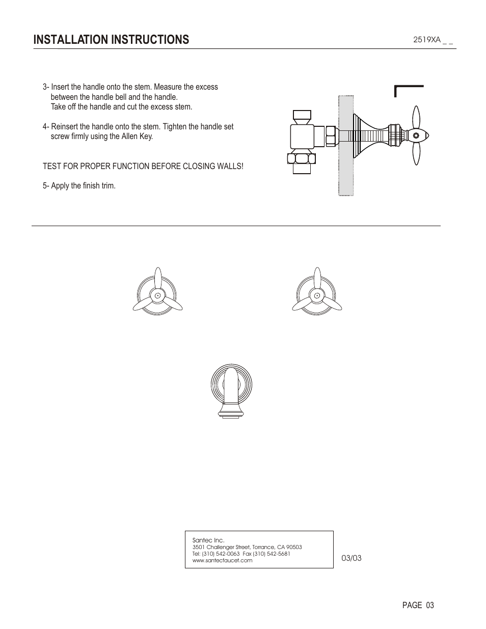 Installation instructions | Santec 2519XA User Manual | Page 3 / 4