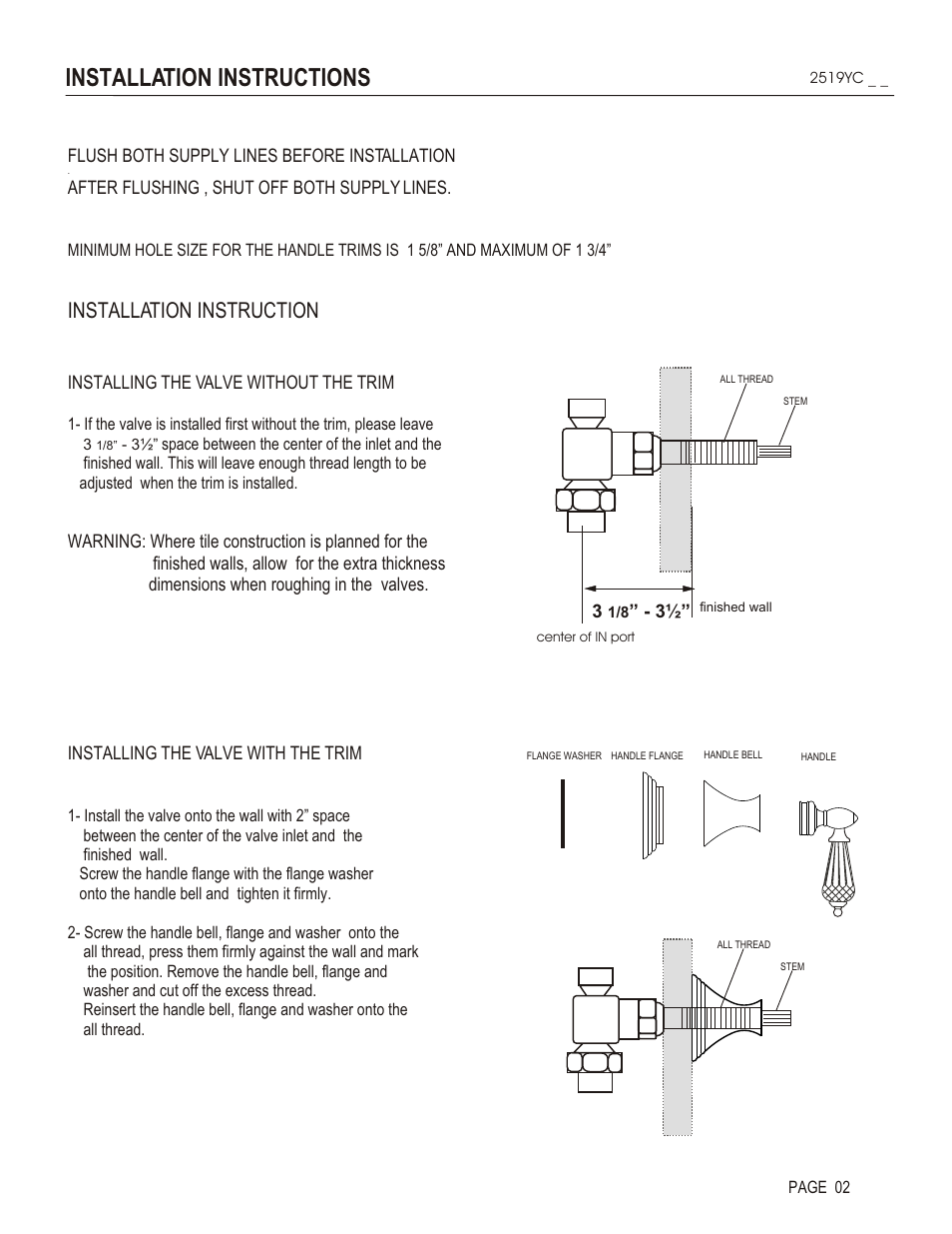 Installation instructions, Installation instruction | Santec 2519YC User Manual | Page 2 / 4