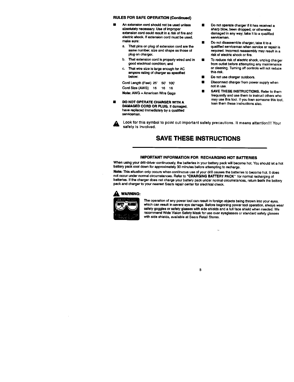 Save these instructions | Craftsman 973.111330 User Manual | Page 5 / 16