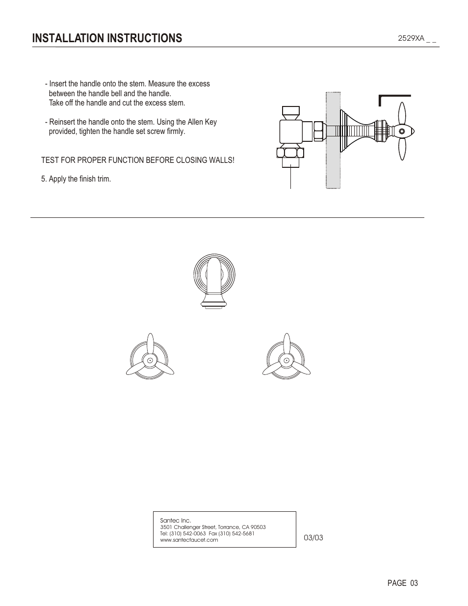 Installation instructions | Santec 2529XA User Manual | Page 3 / 4