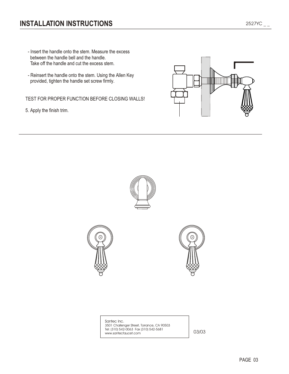 Installation instructions | Santec 2527YC User Manual | Page 3 / 4