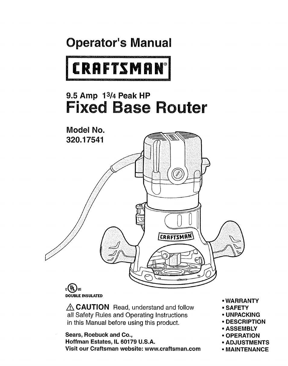 Craftsman 320.17541 User Manual | 40 pages