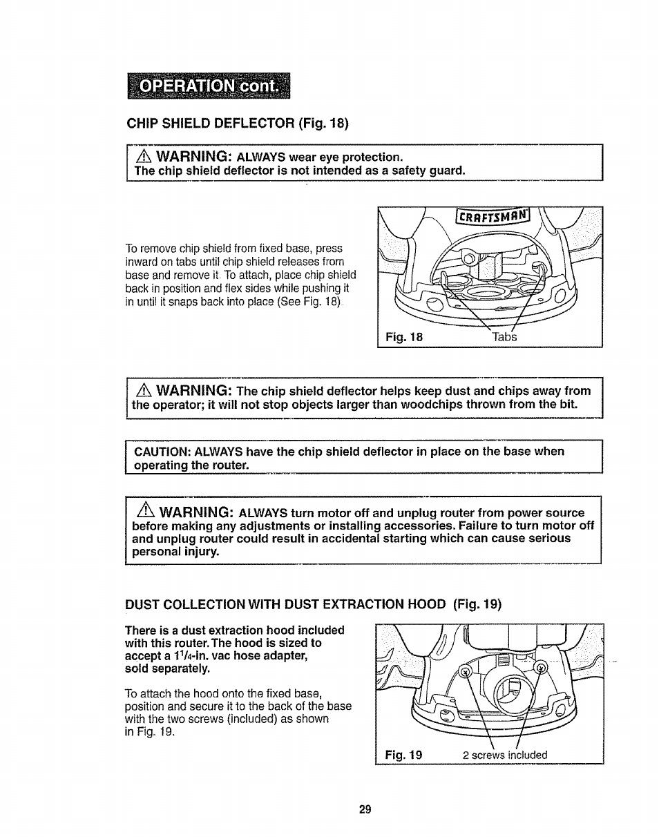 Operation coni | Craftsman 320.17541 User Manual | Page 29 / 40